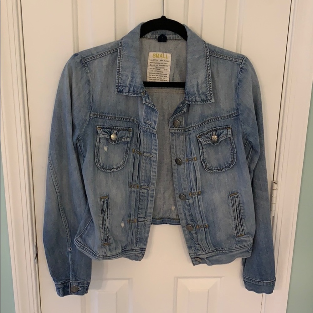 Crew distressed jean jacket